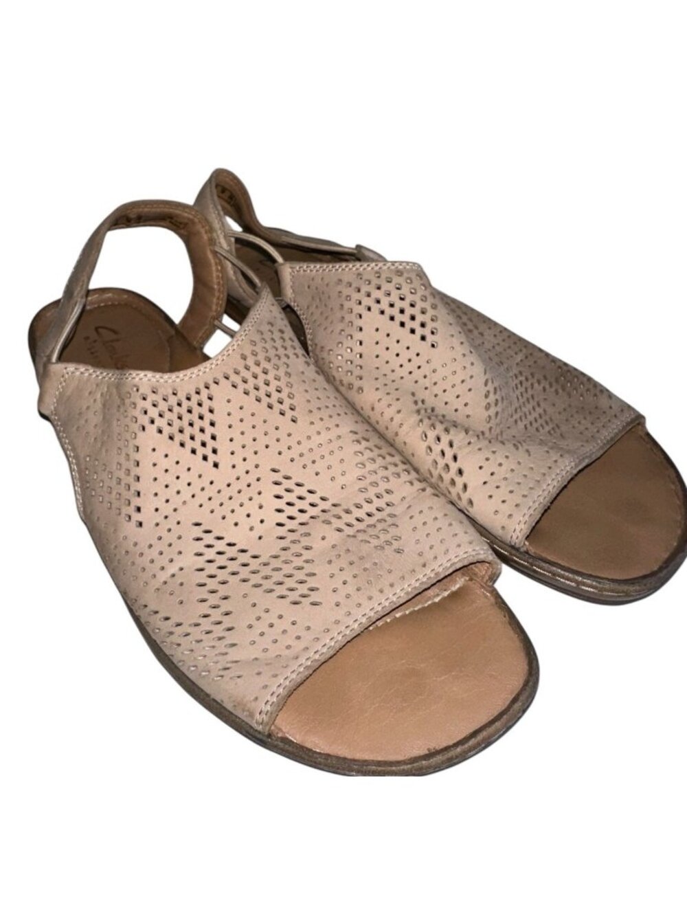Clarks SARLA CADENCE Women’s Beige Nubuck Leather Sling Back Sandals Sz 8 Boho